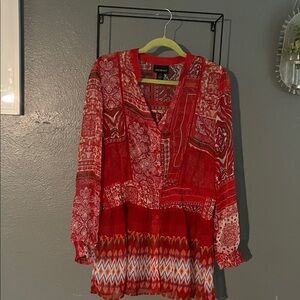💁‍♀️WOMENS Sheer Lane Bryant Women's Vibrant Red Boho Blouse